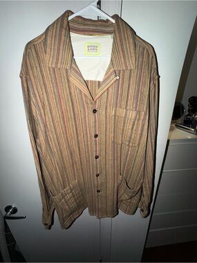 Scotch & Soda Brown Multi-Striped Long-Sleeve Button Down Shirt